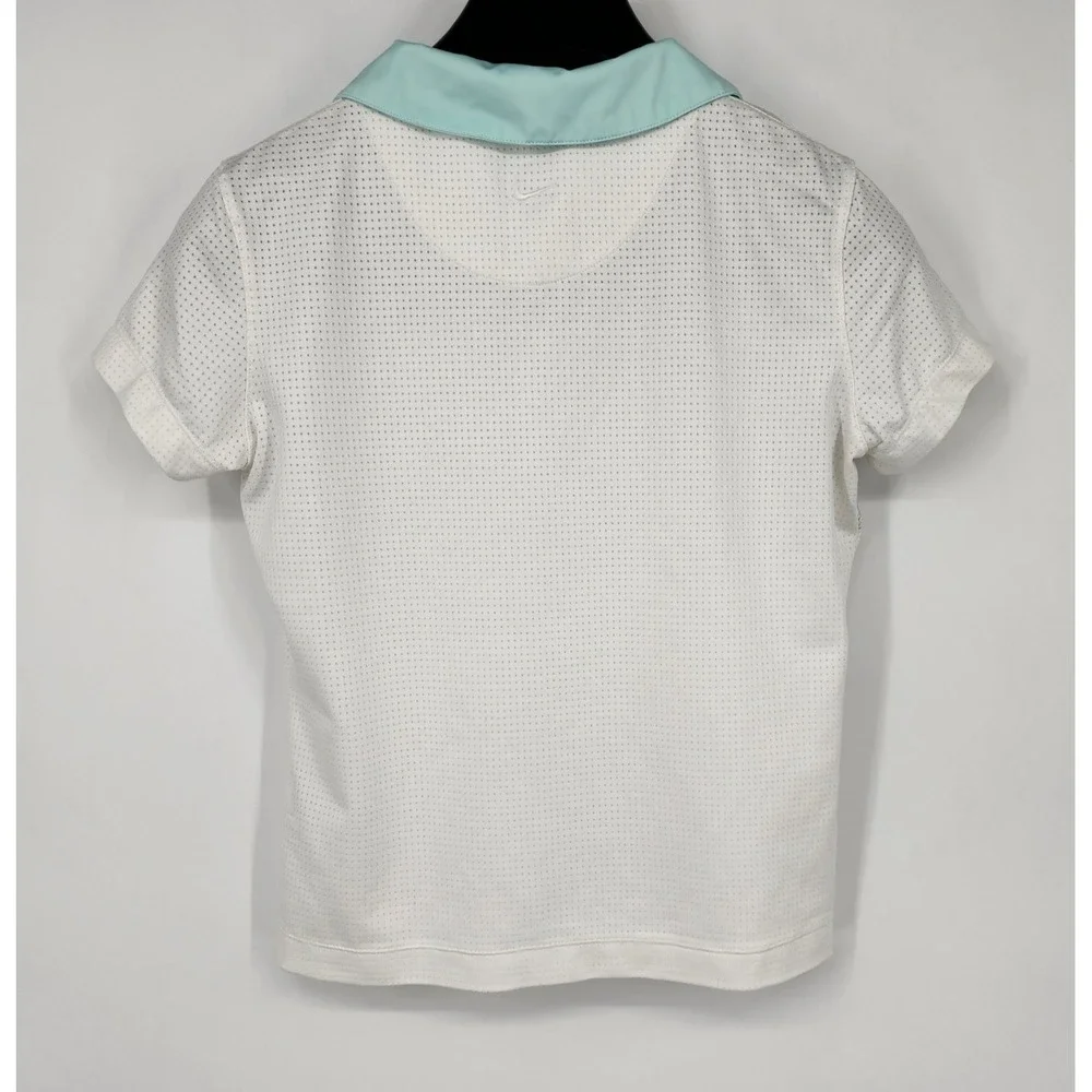 Nike Golf V-Neck S/S Polo Shirt Women's Small White with‎ Argyle Print Dri-Fit